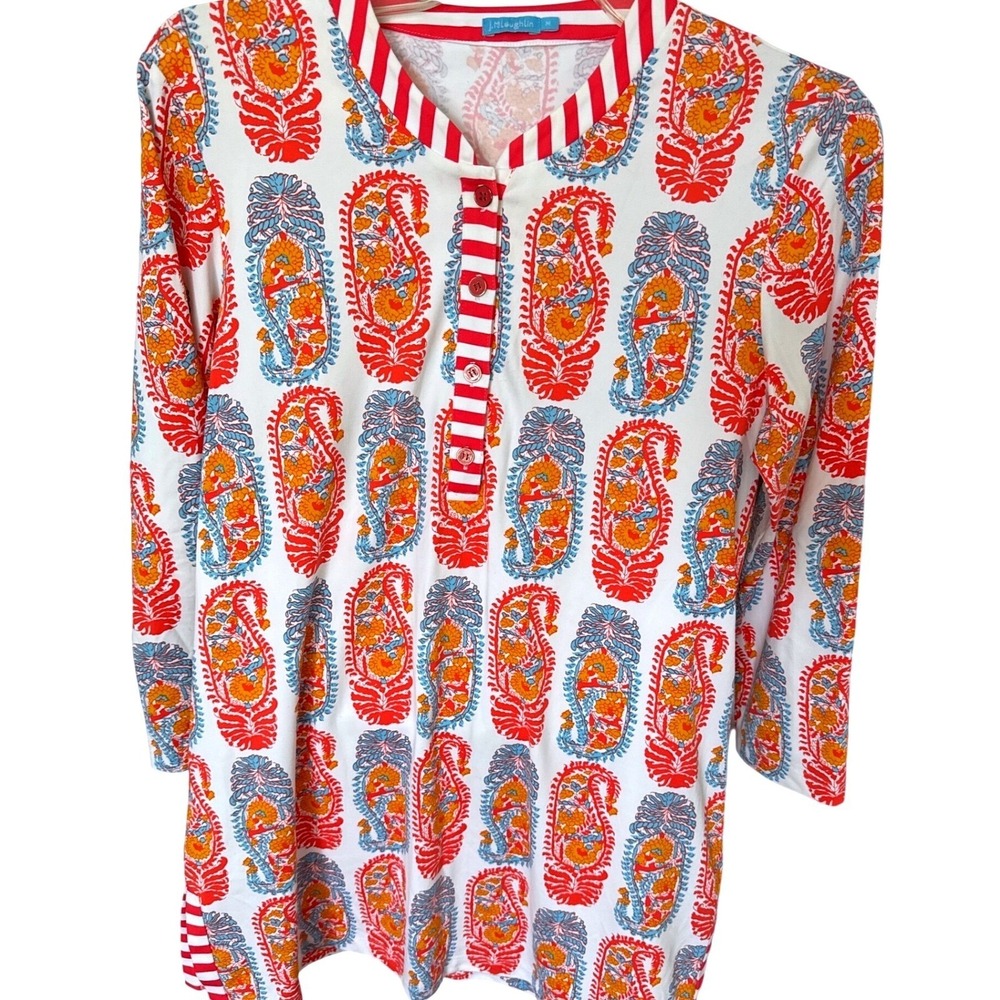 J.McLaughlin tunic iCatalina Cloth, a lightweight Henley‎ neckline paisley M